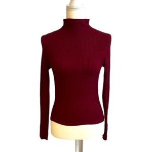 Victoria's Secret Maroon Ribbed Mock Neck Top Size M
